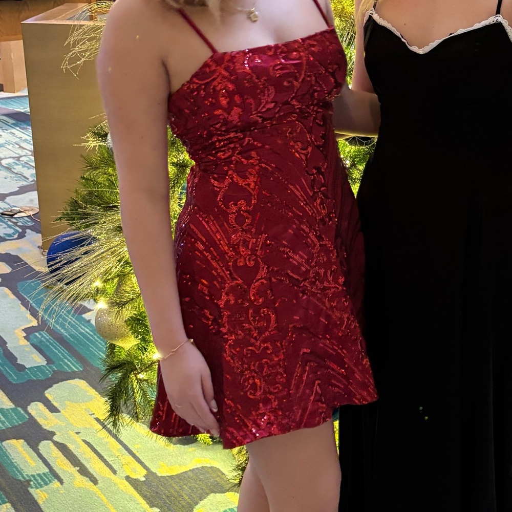 Windsor Red Sequin Mini Dress perfect for Homecoming